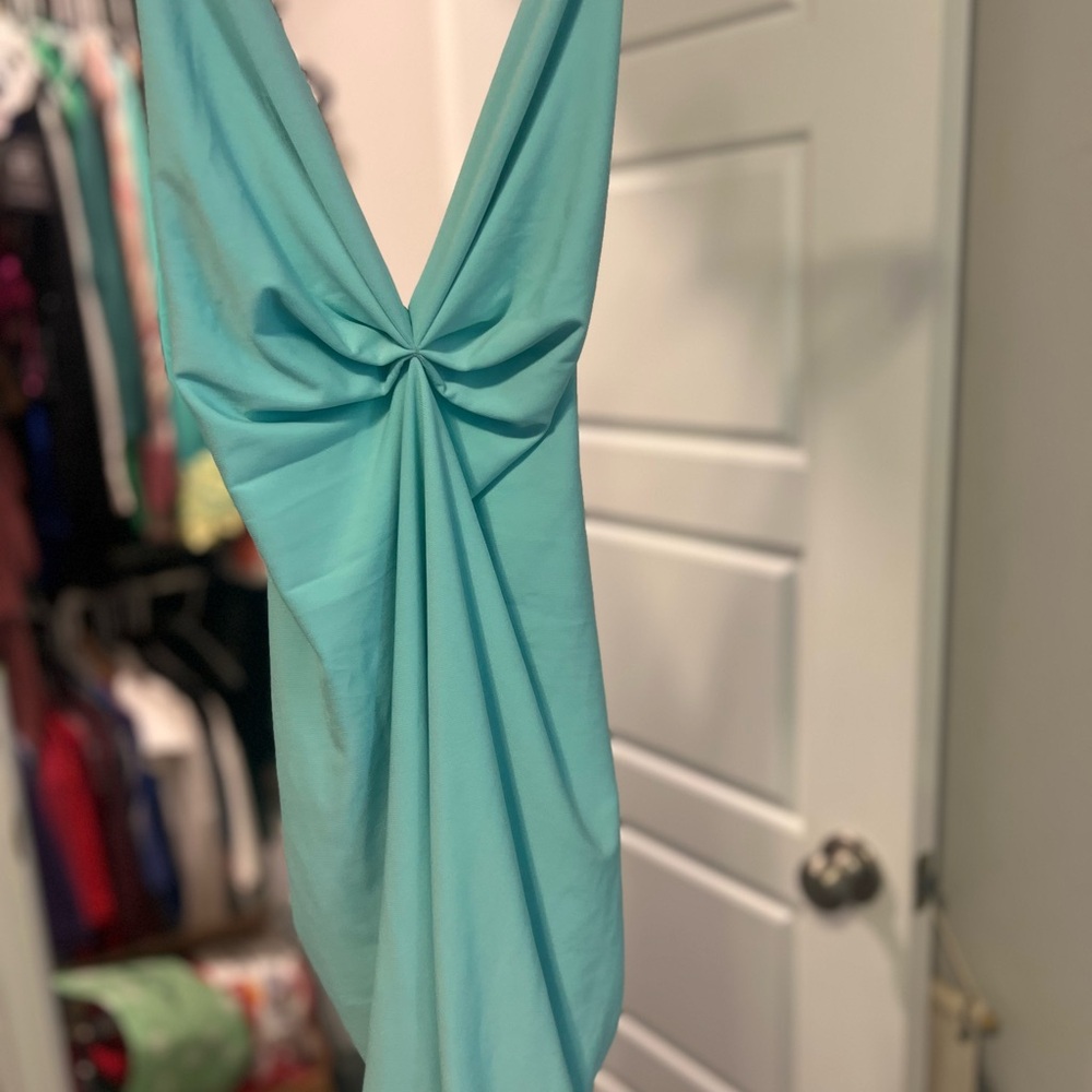 ANTONIO MELANI Green Sleeveless Plunge Sundress